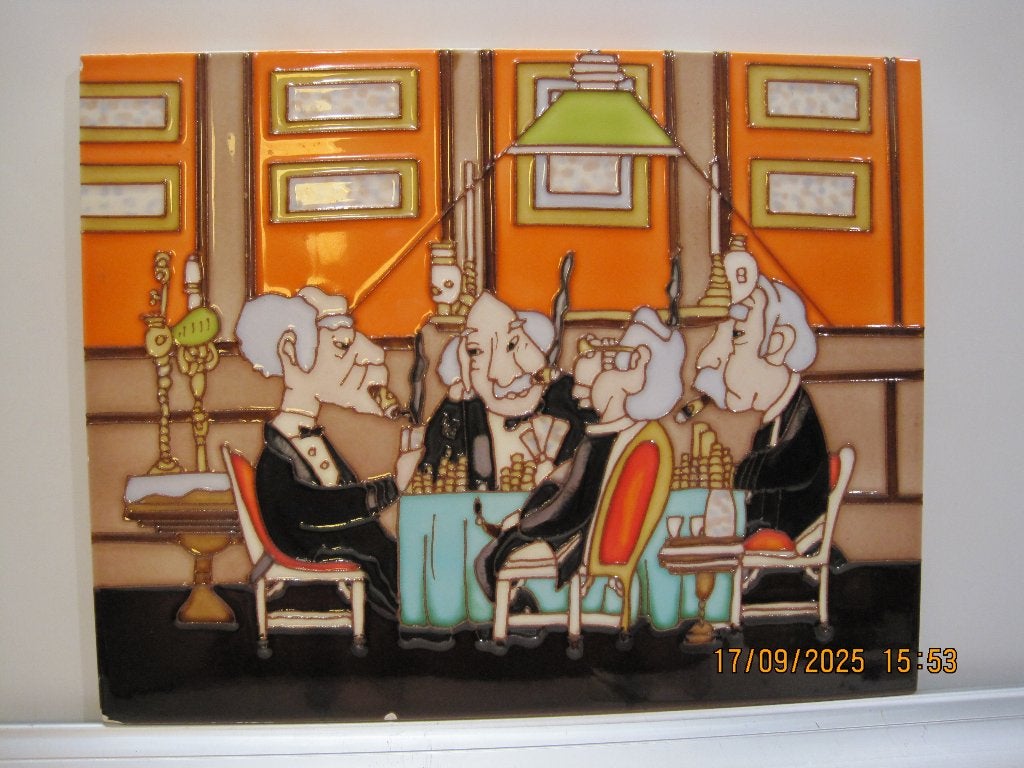 cloisonne tegel bankiers 35,5/28 cm kleine schade (352), Antiek en Kunst, Ophalen of Verzenden