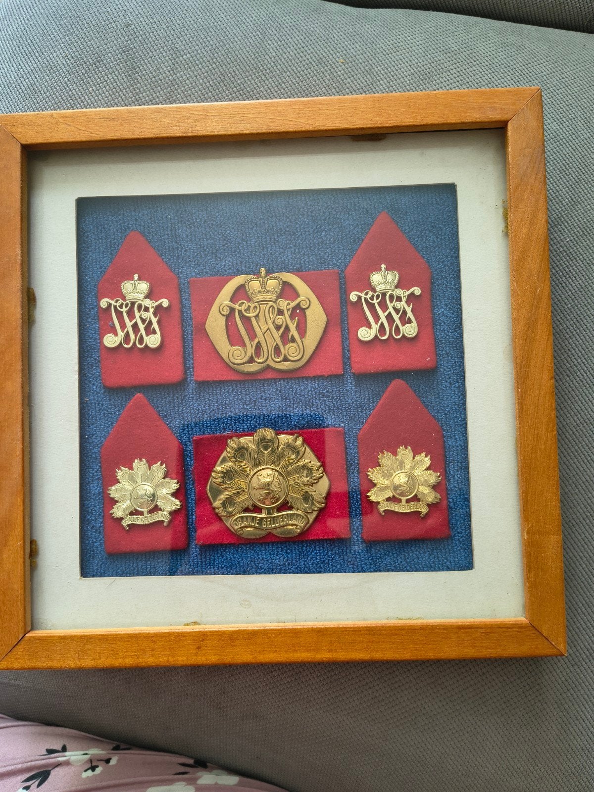 Ingelijste emblemen Oranje Gelderland, Verzamelen, Ophalen of Verzenden, Landmacht, Nederland, Embleem of Badge