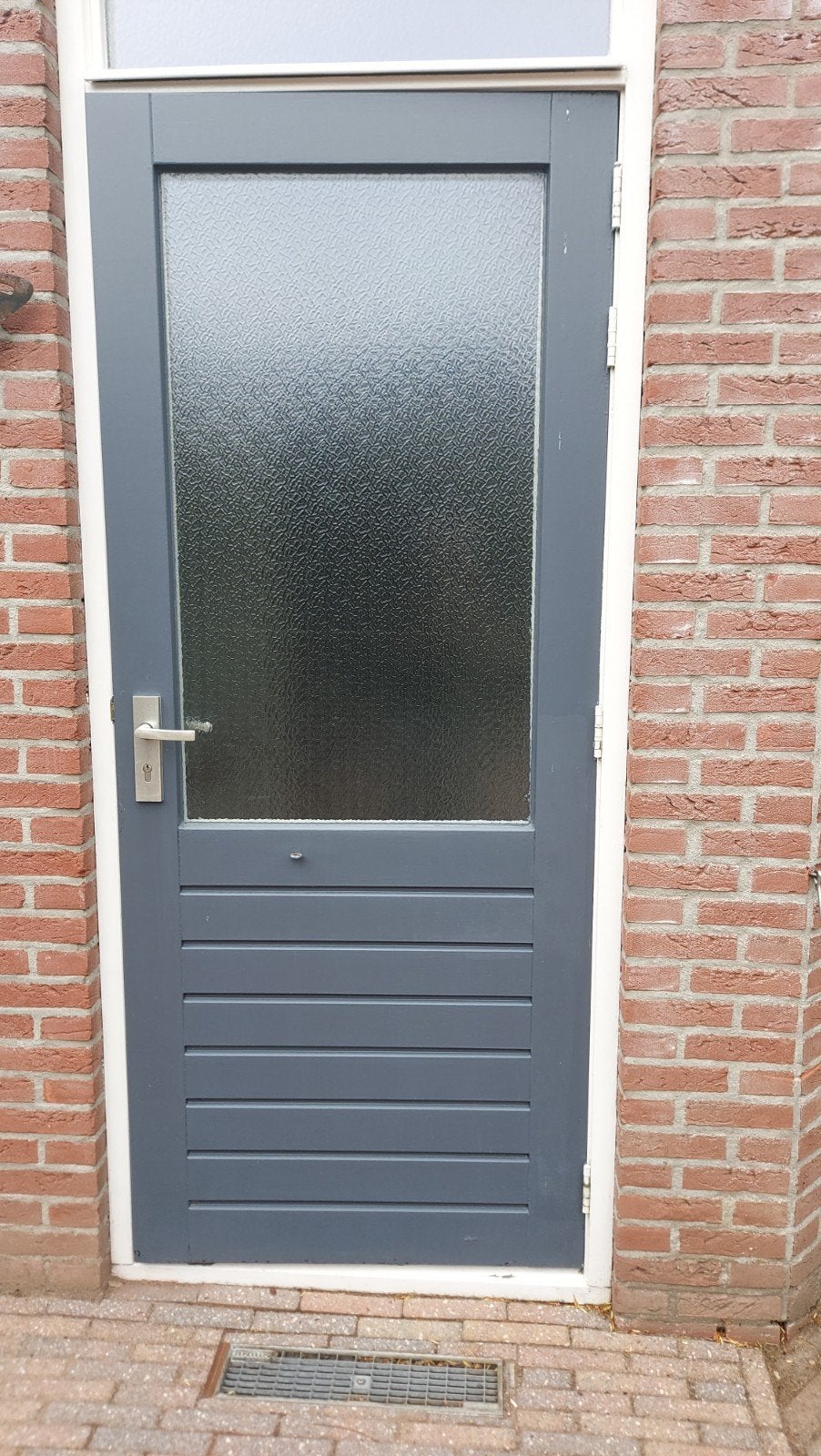 Mooie grijze buitendeur met dubbel glas, 78,5 bij 211 cm, Ophalen, Glas, Buitendeur, 200 tot 215 cm