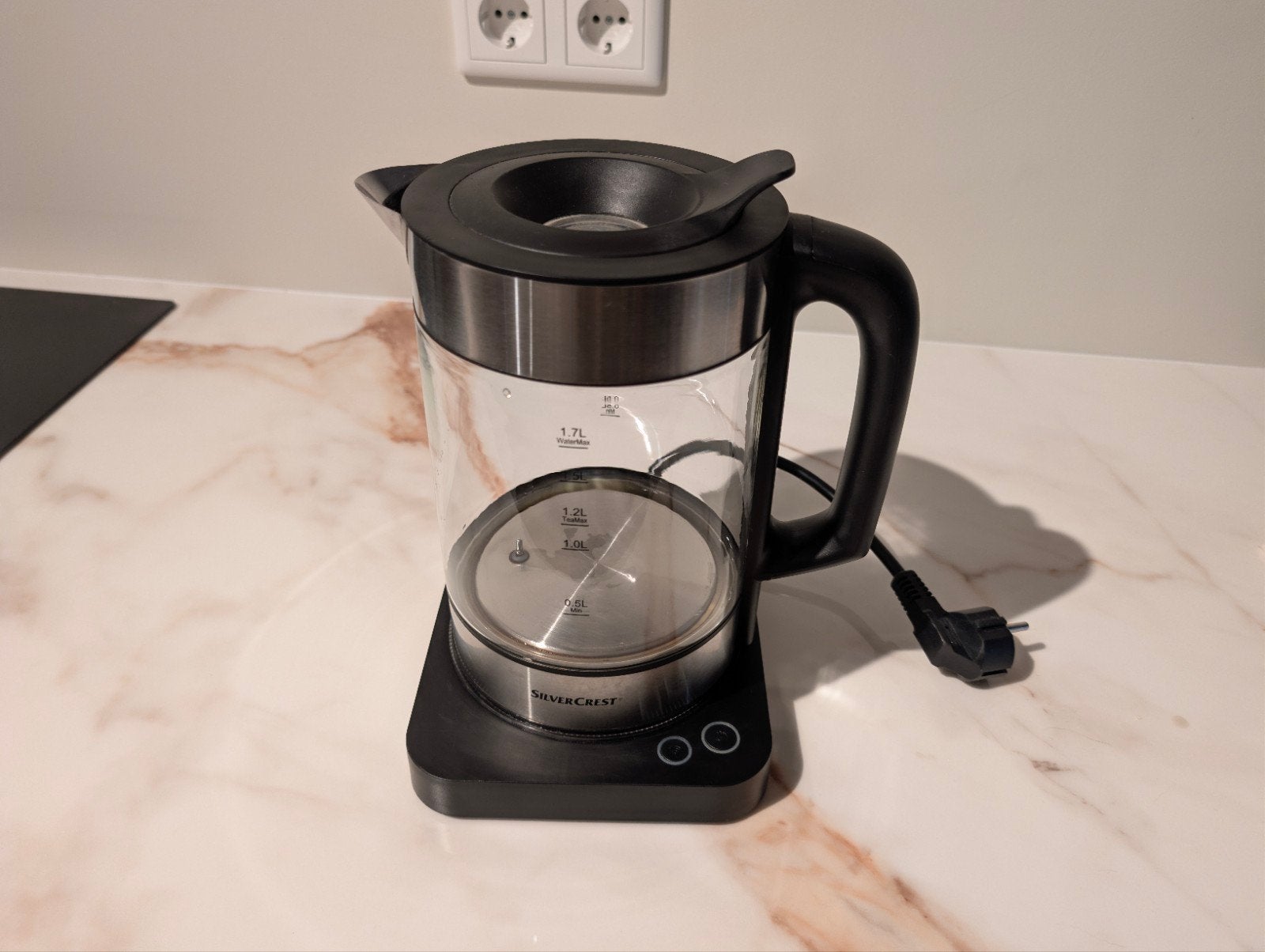 Silvercrest Slimme Waterkoker Wifi 1,7L 3000W, 1 tot 2 liter, Ophalen of Verzenden, Gebruikt, Rvs