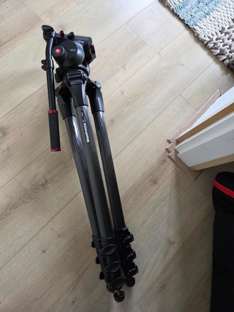 Manfrotto Mpro 536 Carbon Statief met 504 Videokop, Audio, Tv en Foto, Fotografie | Statieven en Balhoofden, Zo goed als nieuw