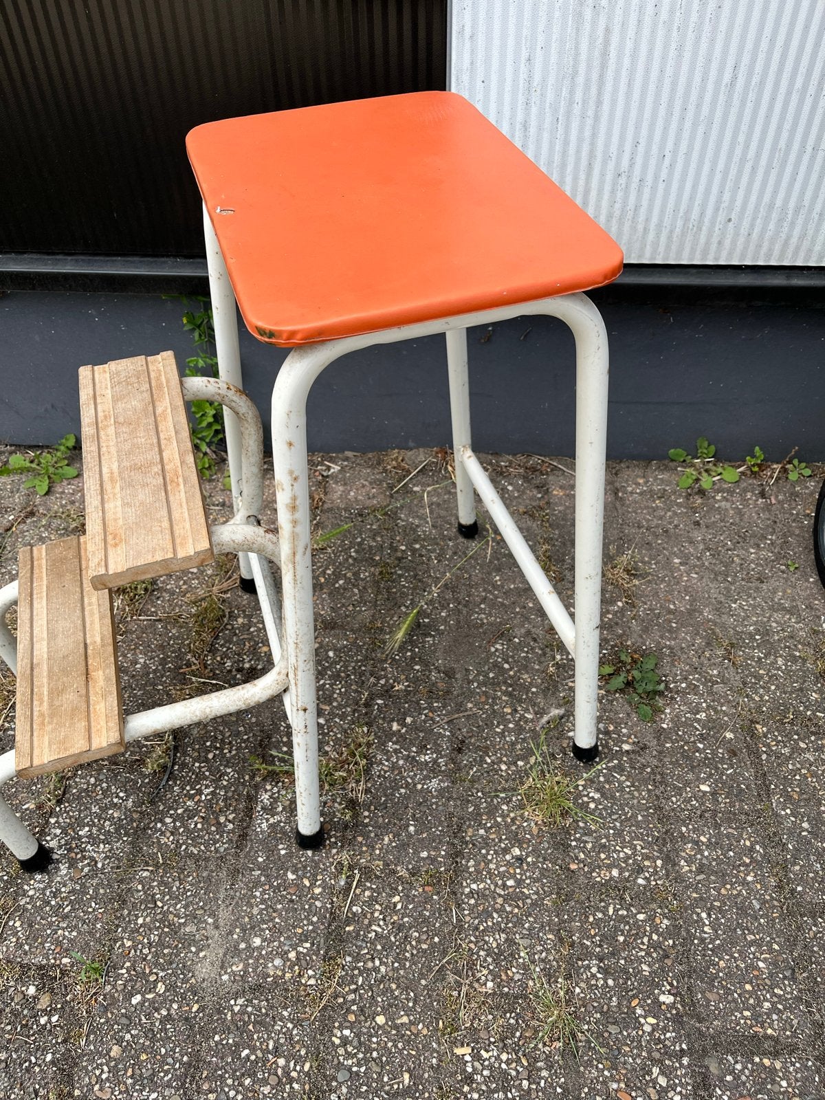 Vintage Brabantia Huishoudtrapje - Oranje/Wit, Ophalen, Huis en Inrichting