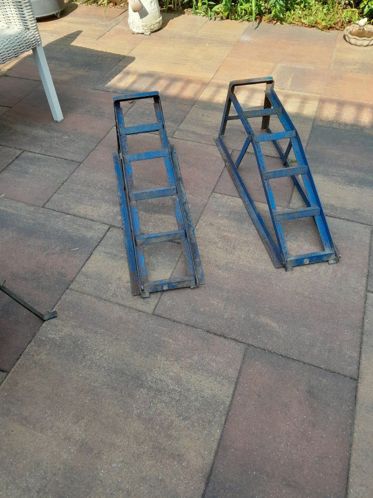 Twee stevige blauwe oprijplaten voor auto of motor, Auto diversen, Autogereedschap, Ophalen, Gebruikt