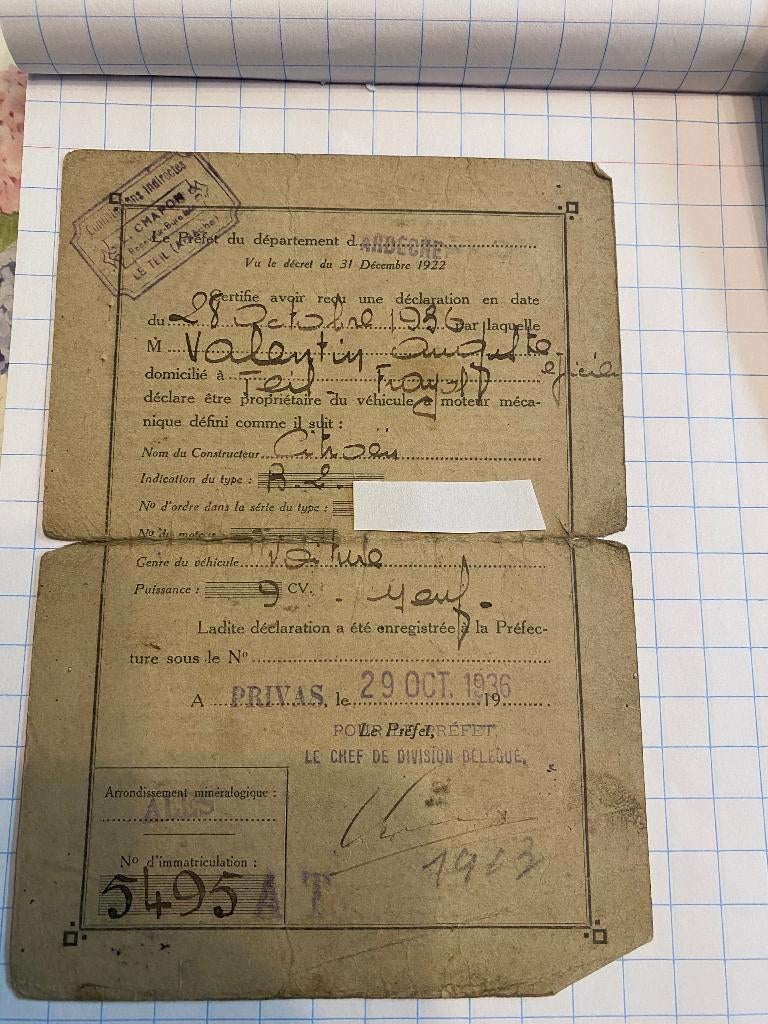 Carte grissen van vooroorlogse citroen b2 oldtimer, Auto diversen, Handleidingen en Instructieboekjes, Ophalen of Verzenden