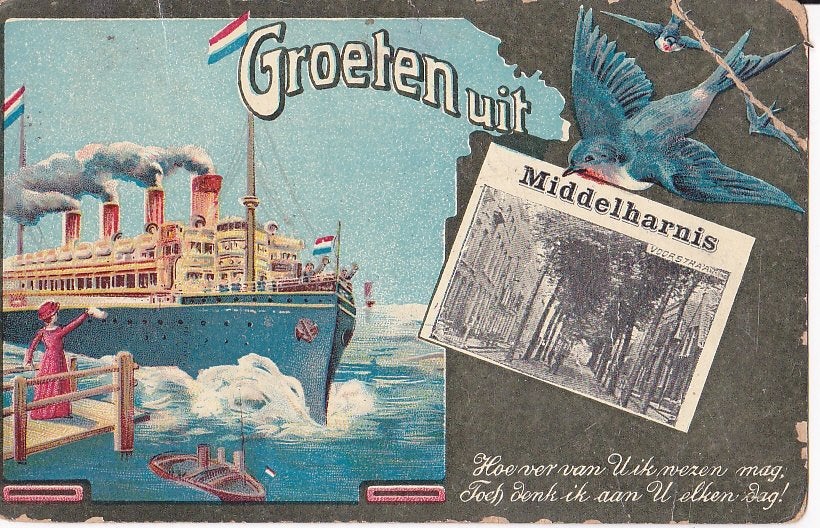Middelharnis. * Stoomboot., Verzenden, 1920 tot 1940, Gelopen, Zuid-Holland