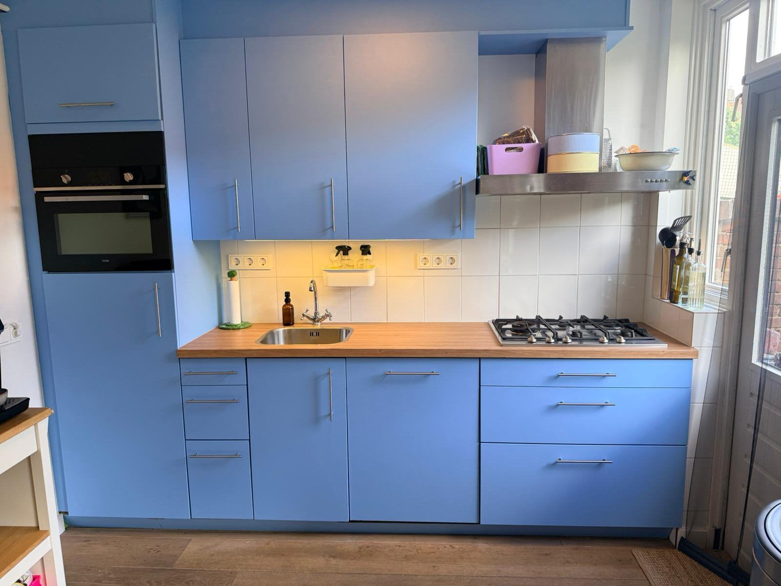 Keuken GRATIS ophalen - 16/17/18 juli, Huis en Inrichting, Keuken | Complete keukens, Ophalen, Gebruikt, Blauw, Enkelwandige keuken