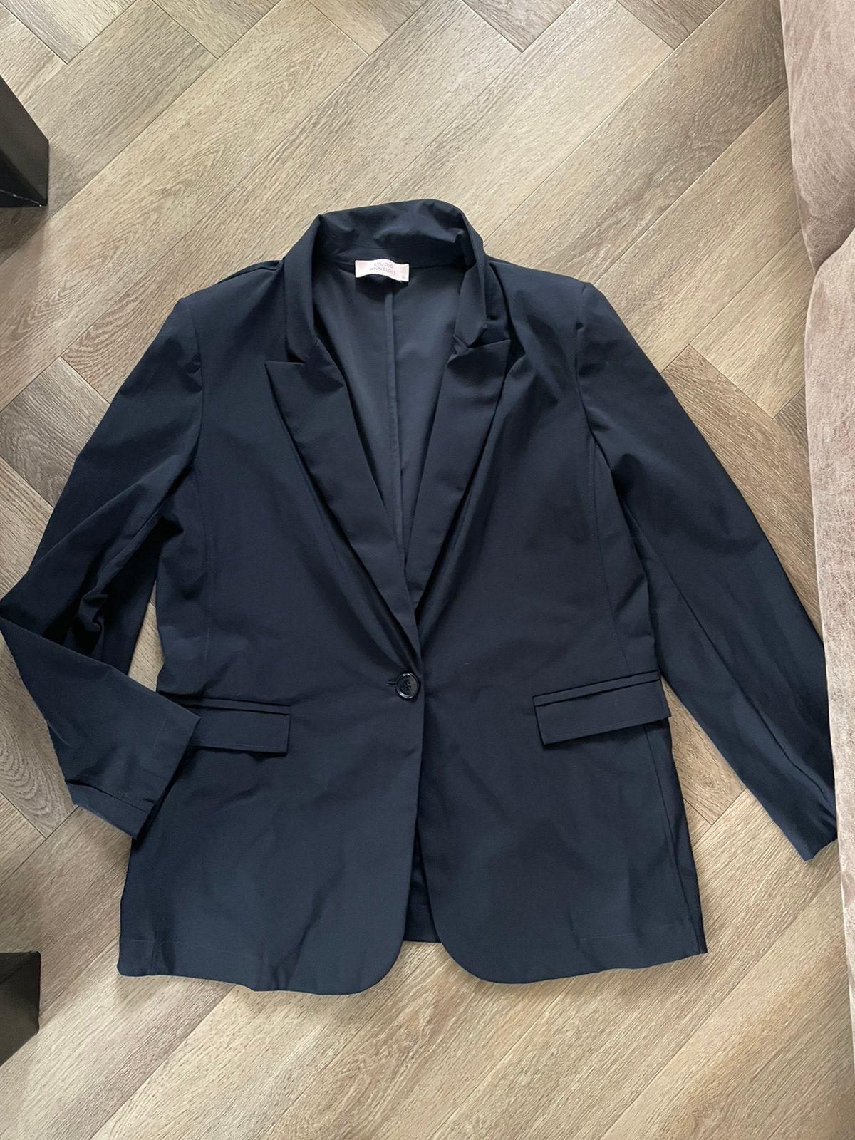 Studio Anneloes Fran blazer blauw heavy travelstof mt XL, Blauw, Maat 46/48 (XL) of groter, Ophalen of Verzenden, Zo goed als nieuw