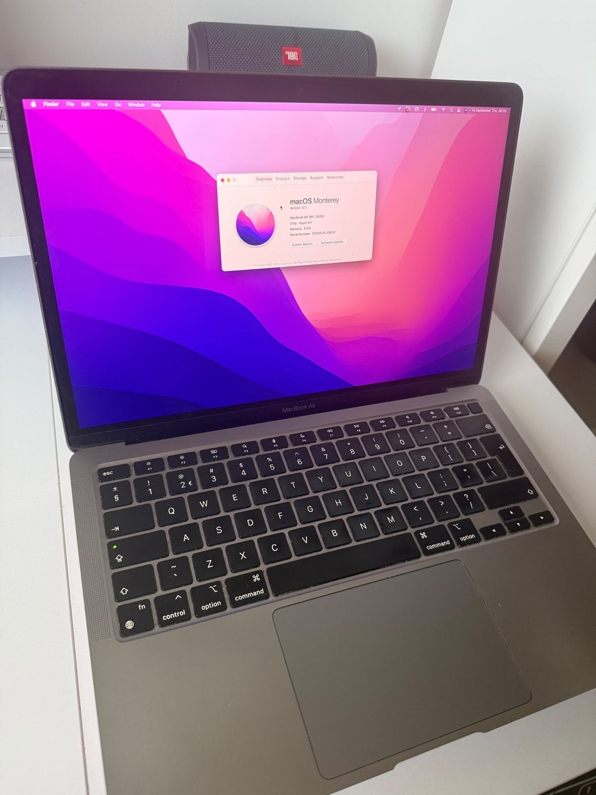 MacBook Air M1 2020–13”–8GB –256GB SSD–Batterij 89%–Touch ID, Ophalen, Qwerty, 8 GB, 13 inch