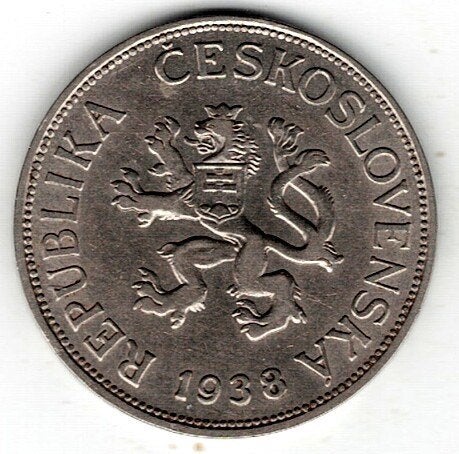 26-1837 Czechoslovakije 5 krone 1938, Ophalen of Verzenden, Overige landen, Losse munt
