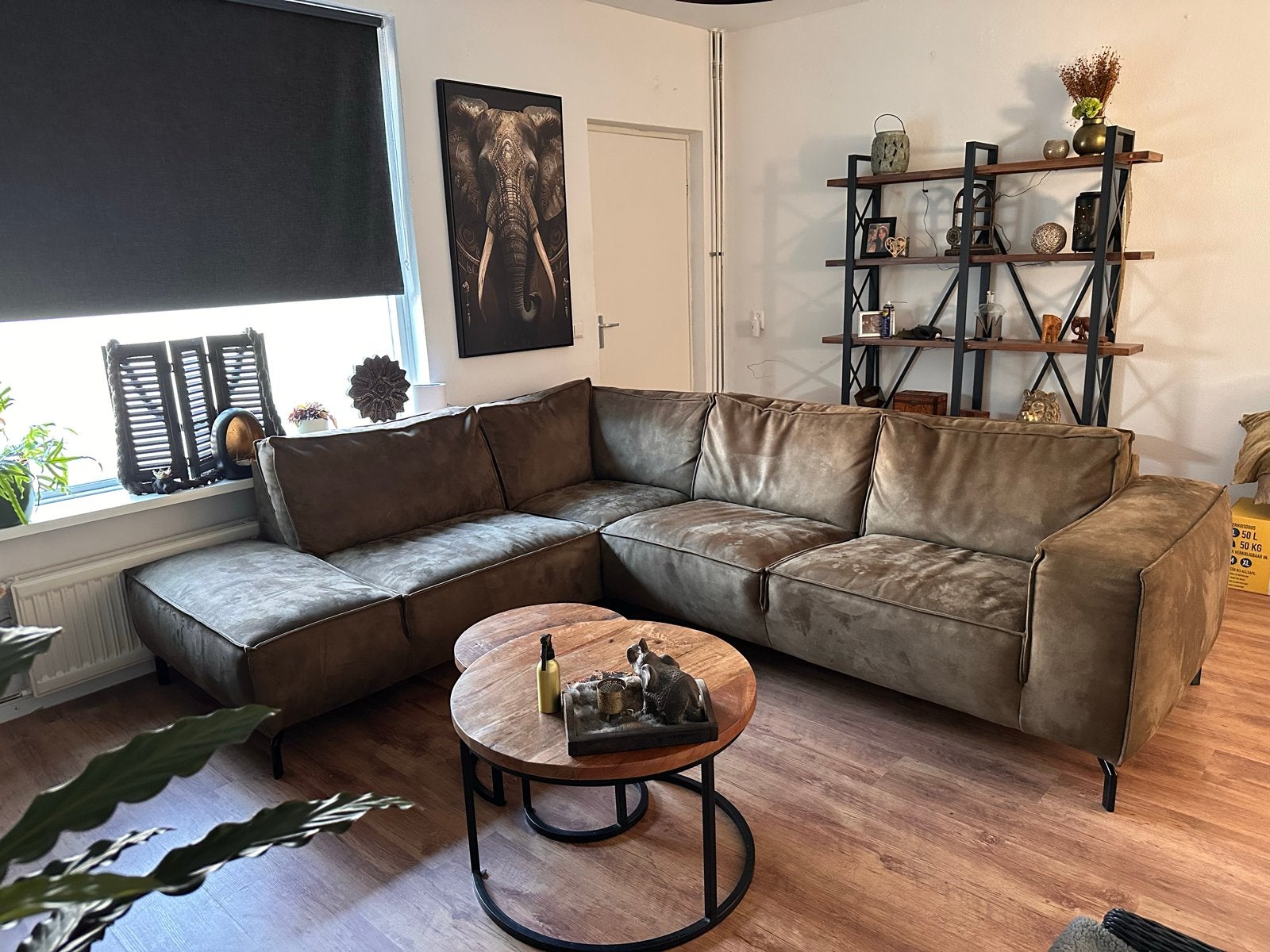 Bank met eettafel en 4 draaibare eetstoelen, Huis en Inrichting, Ophalen of Verzenden, Gebruikt, Stof