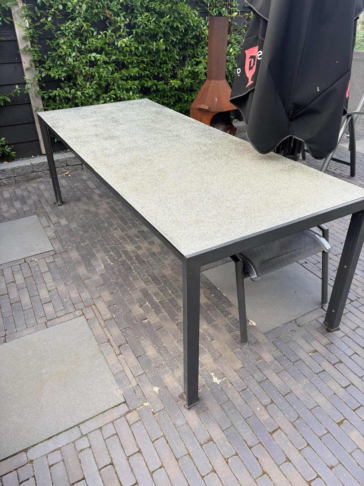 Bellagio Tuintafel - met glazen blad, Ophalen, Gebruikt, Rechthoekig, Metaal