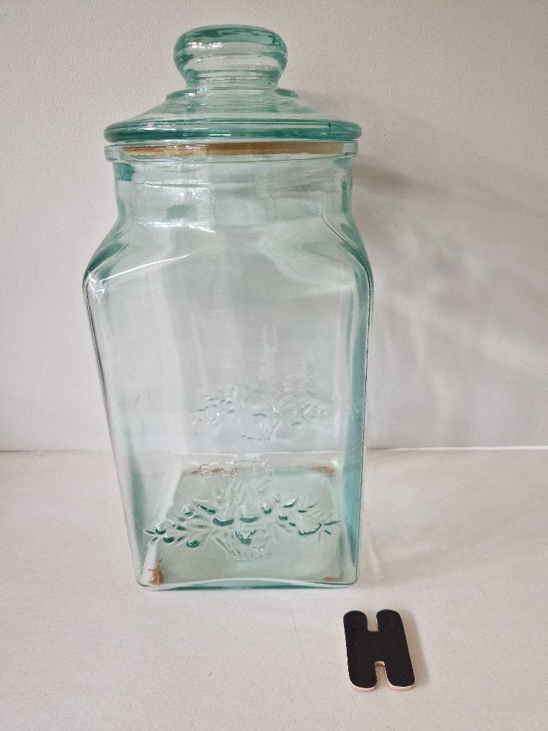 Grote glazen snoeppot met deksel., Ophalen of Verzenden, Zo goed als nieuw, Glas