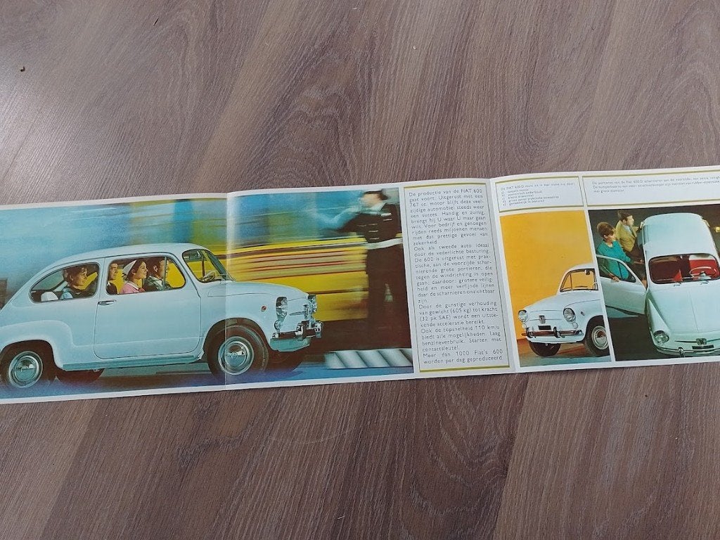 Fiat 600 autofolder 1969, Ophalen of Verzenden, Zo goed als nieuw, Overige merken