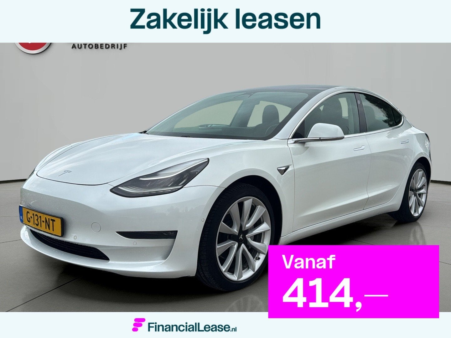Tesla Model 3 Long Range AWD 75 kWh SOH 100 % NIEUW ACCU PAK, Automaat, 462 pk, Wit, 84 €/maand