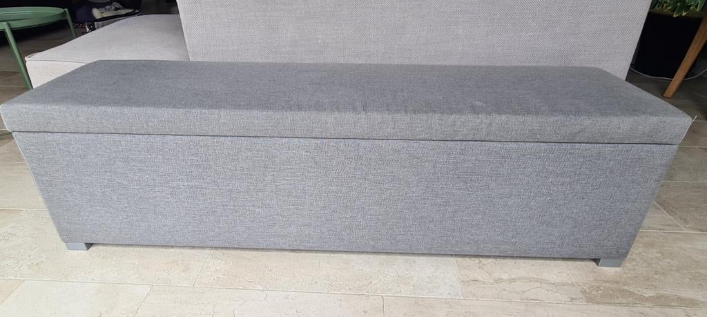 Multifunctionele grijze eetbank/klepbank met opbergruimte, Huis en Inrichting, Ophalen, Gebruikt, Minder dan 75 cm, 150 tot 200 cm