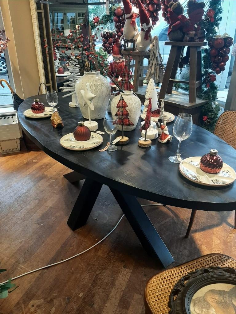 **UITVERKOOP** zwarte ovale tafel matrixpoot 210 cm, Overige houtsoorten, 100 tot 150 cm, 200 cm of meer, Ophalen of Verzenden
