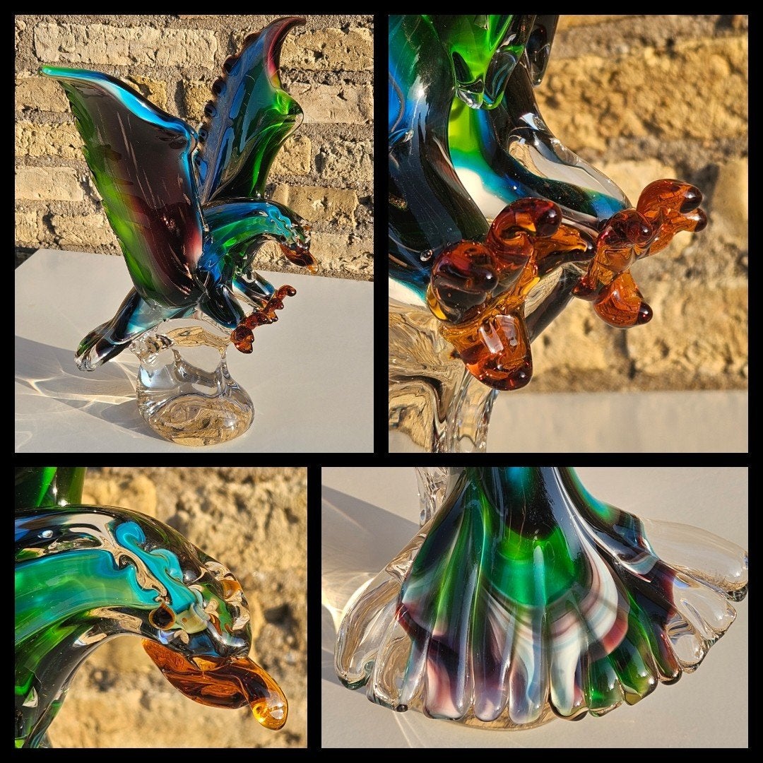Murano stijl glazen sculptuur Adelaar. Puntgaaf.  34 cm hoog, Glas, 34 cm, Ophalen of Verzenden, Beeld