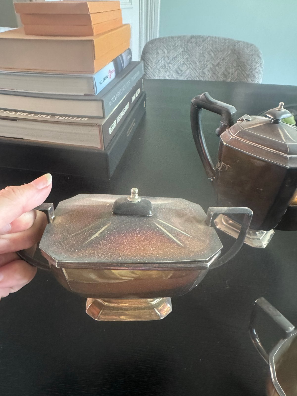 Verzilverd koffiestel, niet gepoetst, Antiek en Kunst, Ophalen