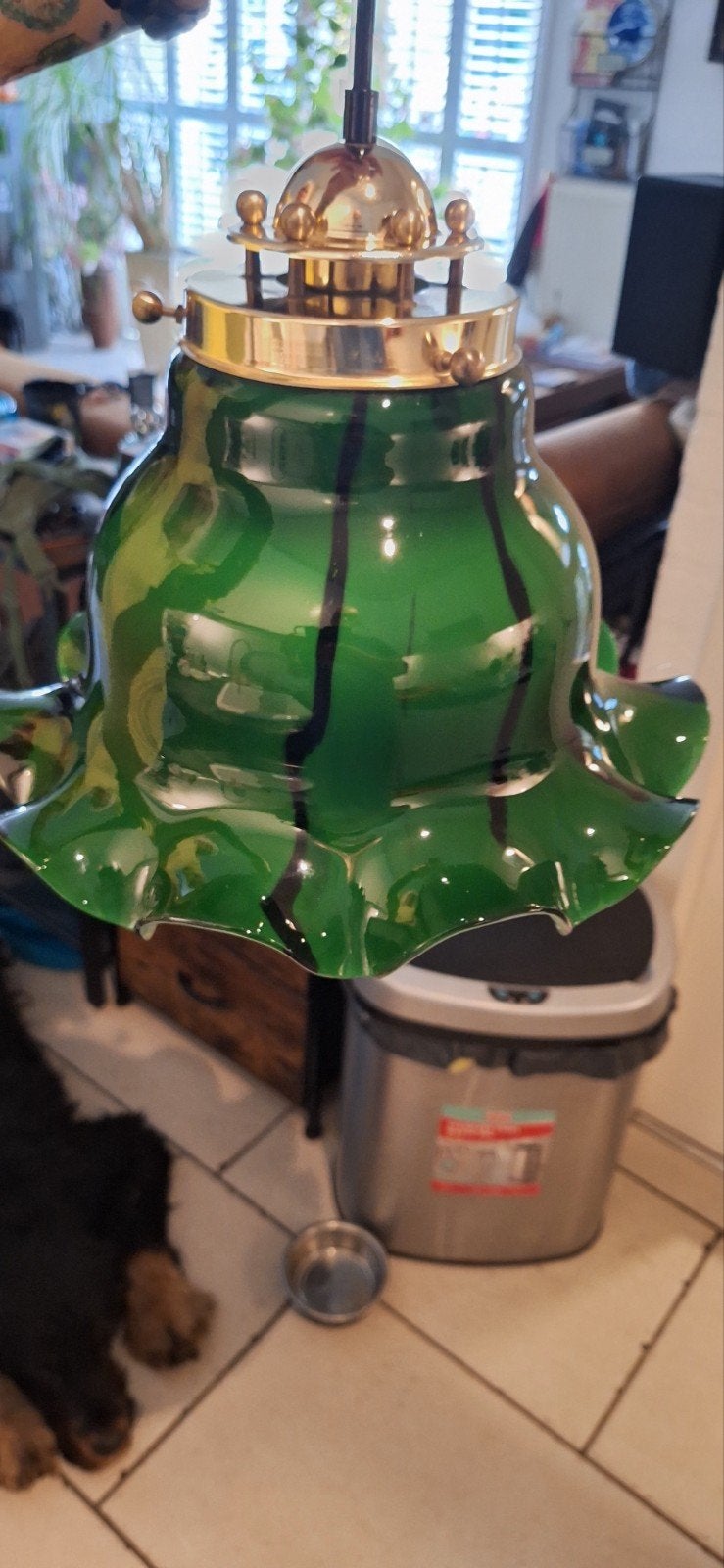 Peill & Putzler Groene Glazen Hanglamp, Ophalen, Gebruikt, Glas, Vintage, Retro, Mid-century
