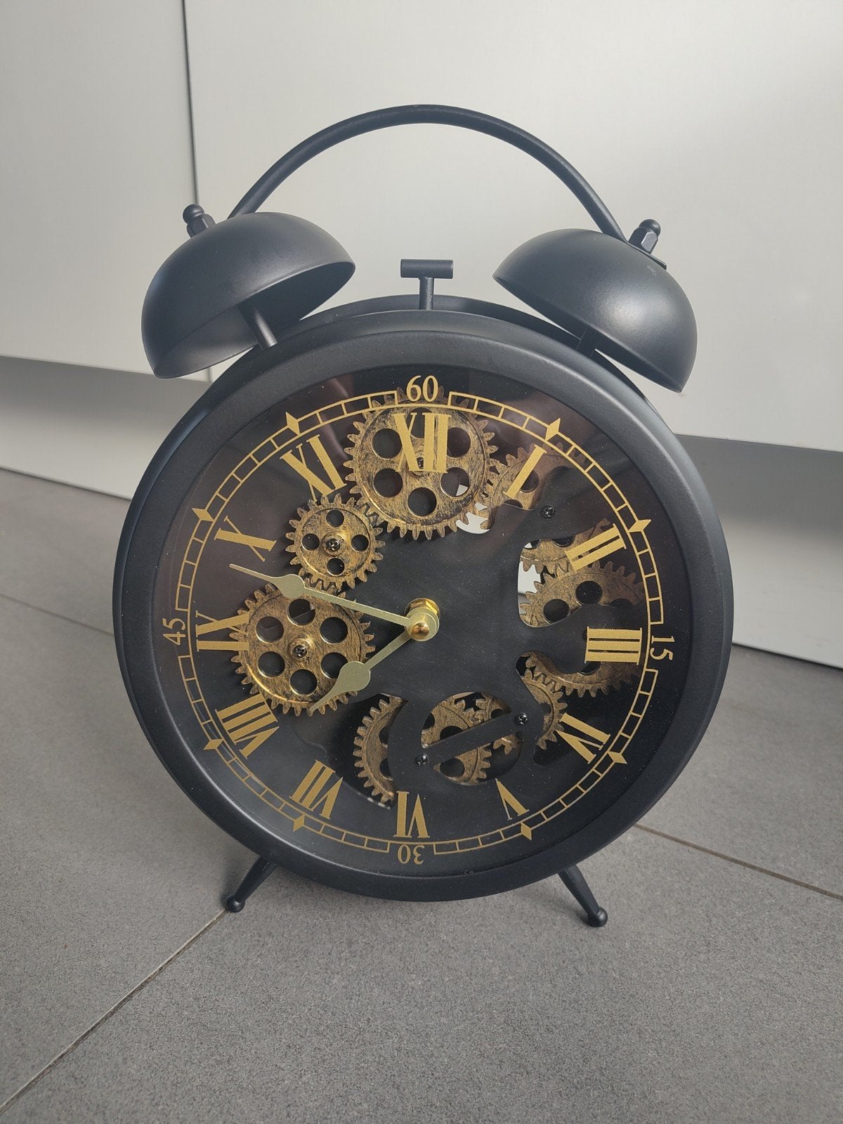 Zwarte tafelklok met zichtbaar uurwerk - Vintage stijl, Ophalen, Stil uurwerk, Analoog, Zo goed als nieuw