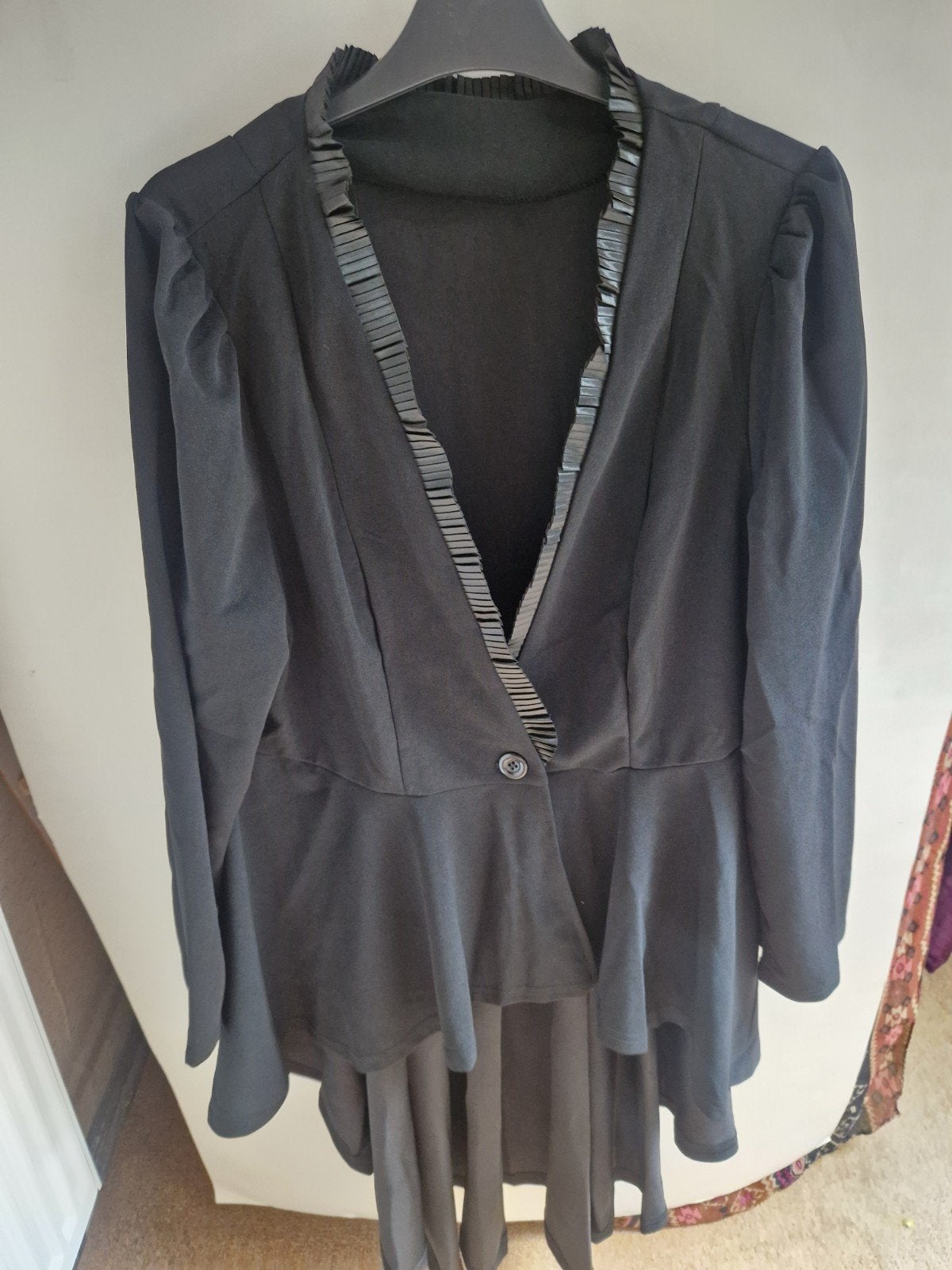 Zwarte peplum blazer XL - Gothic Punk Look, Zwart, Maat 46/48 (XL) of groter, Ophalen of Verzenden, Zo goed als nieuw