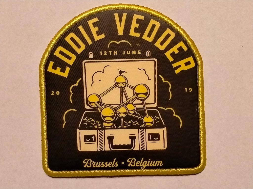 Eddie Vedder Brussel België tour patch embleem RARE, Verzamelen, Ophalen of Verzenden, Nieuw, Kleding