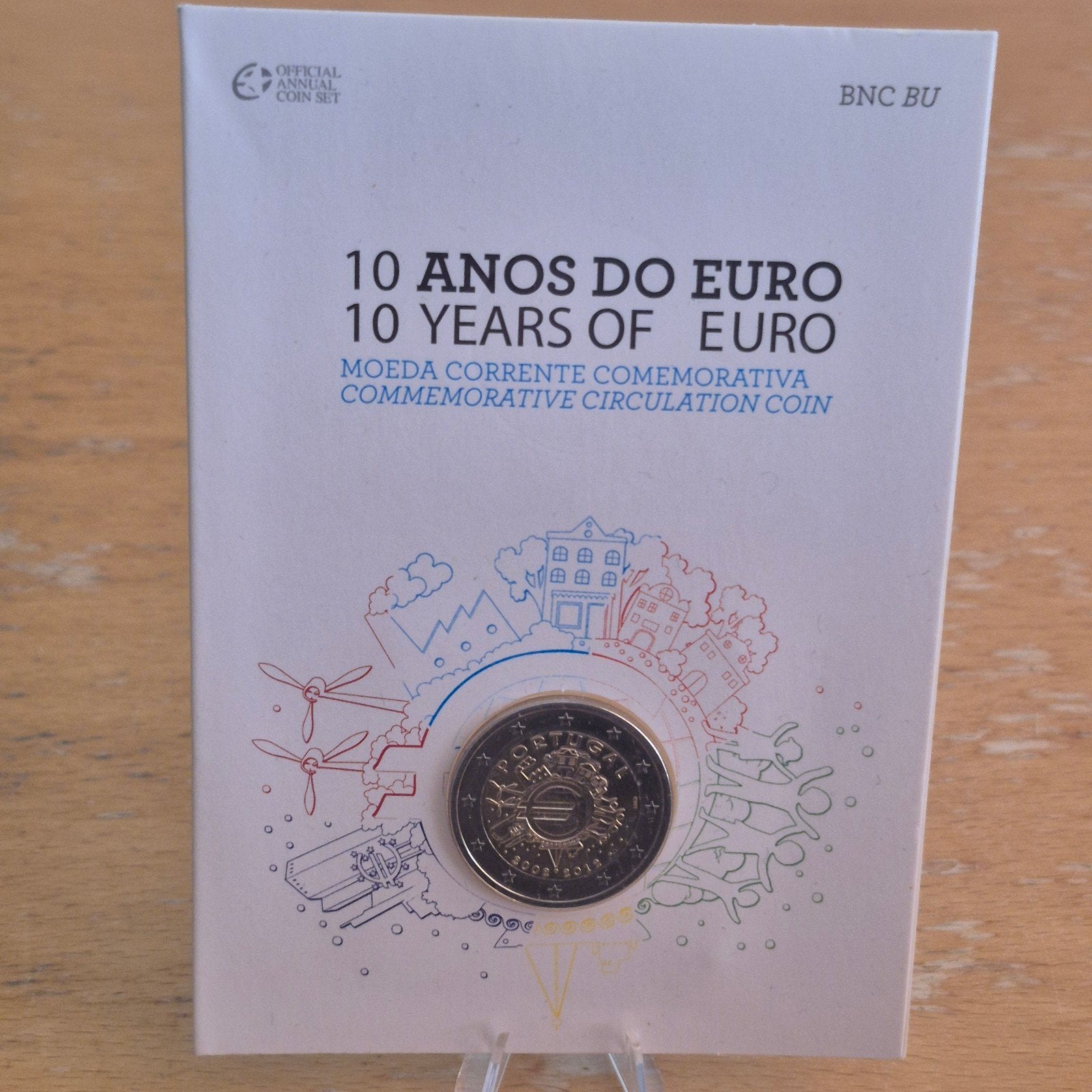 Portugal 2 Euro 2002-2012 10 Jaar Euro BU in coincard, Verzenden, Portugal, 2 euro, Losse munt