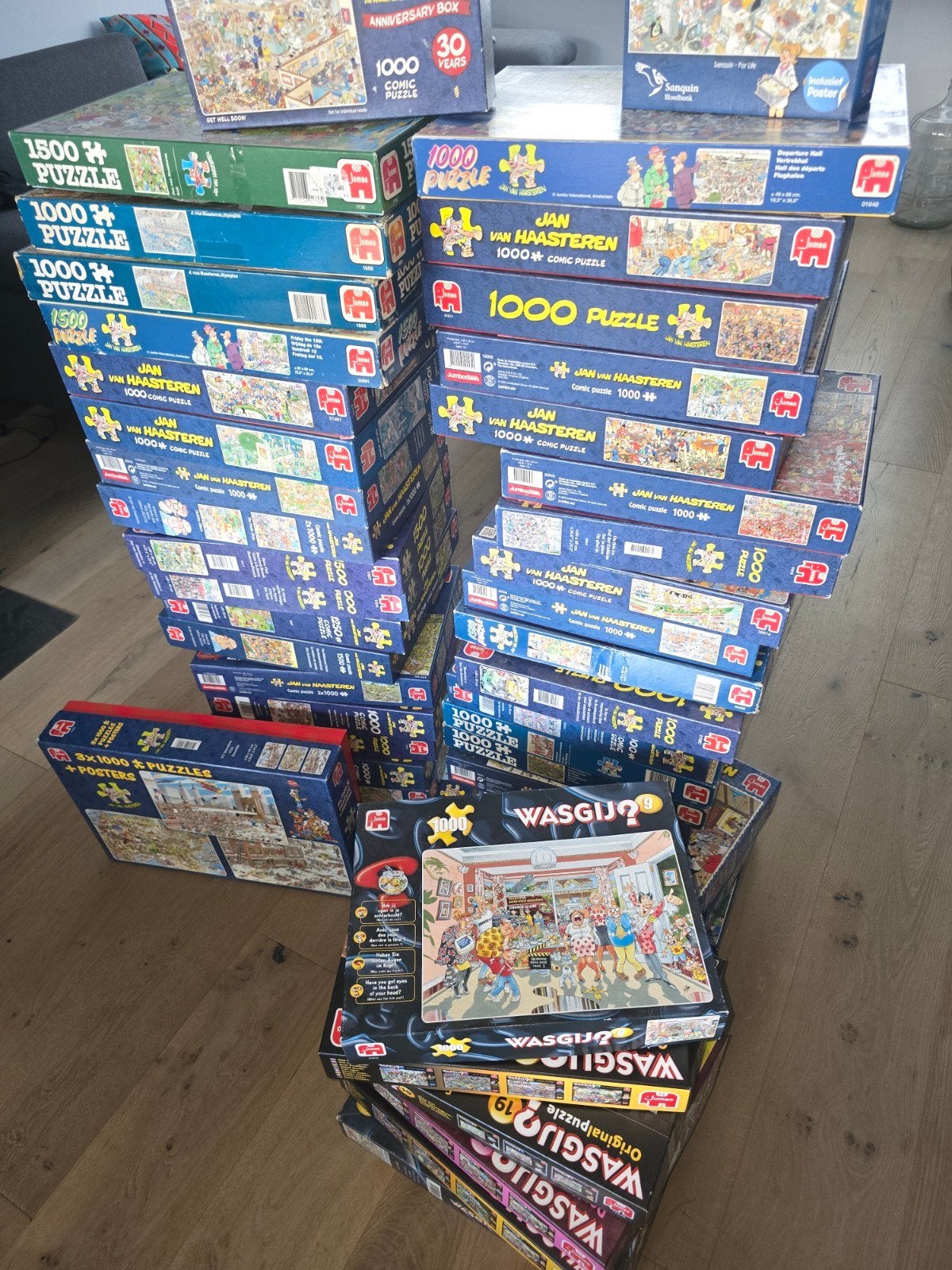 Grote collectie Jan van Haasteren en Wasgij puzzels, Hobby en Vrije tijd, Denksport en Puzzels, Ophalen, 500 t/m 1500 stukjes