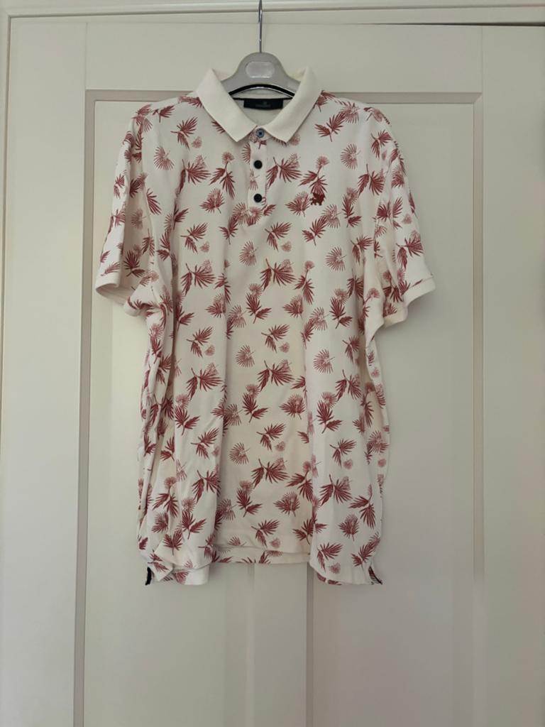 Vanguard Polo Shirt XXXL - Wit met Rood Bladprint, Ophalen of Verzenden, Zo goed als nieuw, Overige maten, Wit