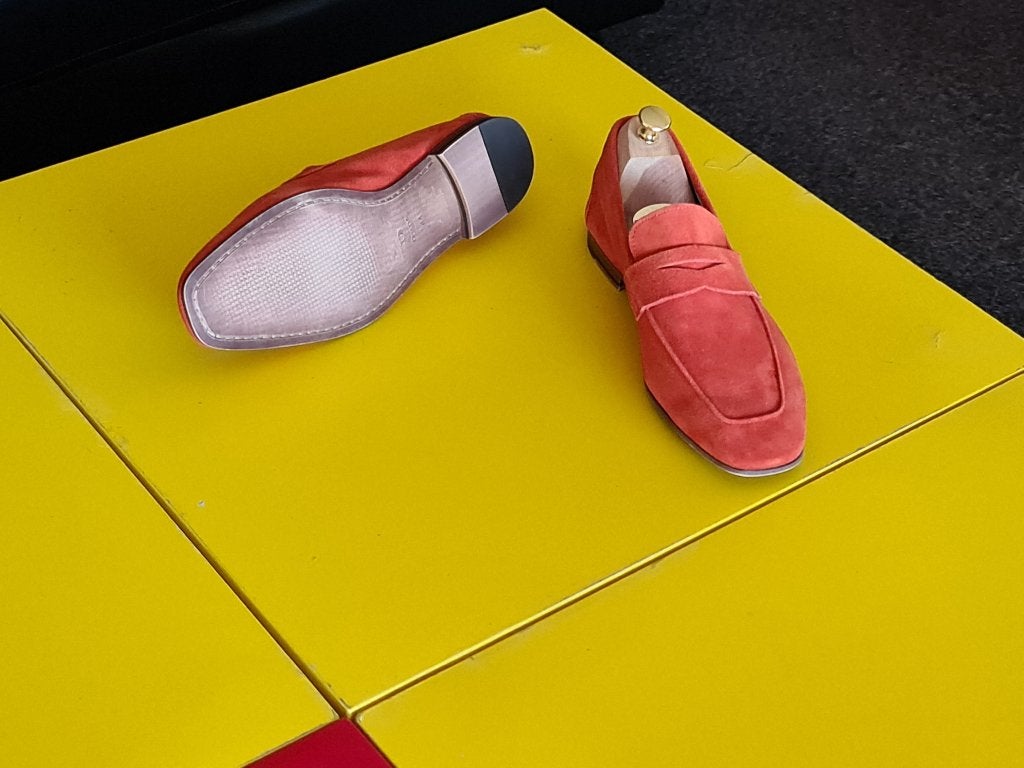 DUNE London suede instap schoenen met oranje kleur 44, Overige kleuren, DUNE London, Zo goed als nieuw, Loafers