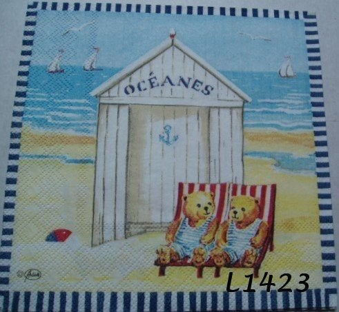 Servetten decoupage/b journal * Beren op het strand L1423, Verzenden, Nieuw