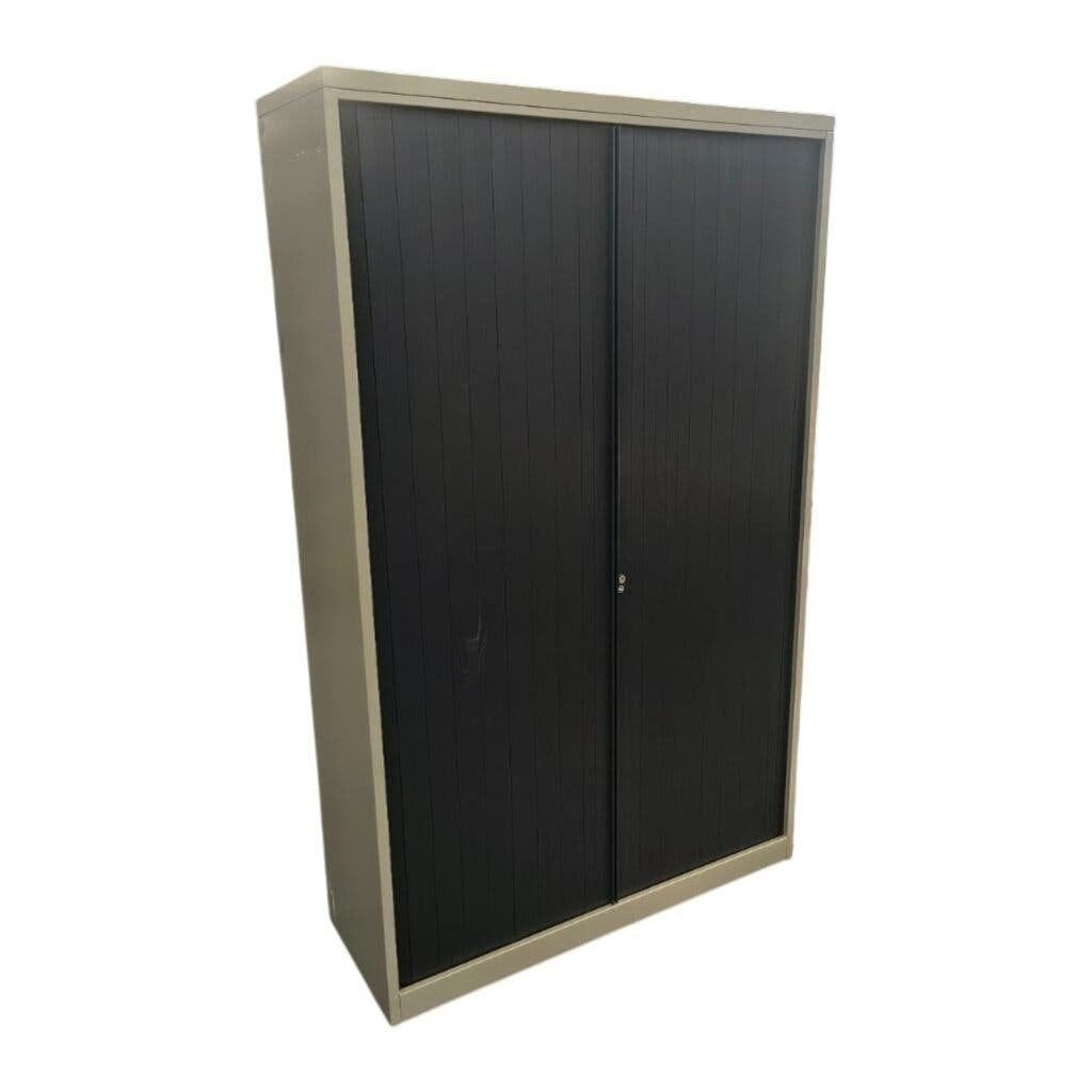 Drentea Roldeurkast Grijs Zwart Glad 197 x 120 x 45, 100 tot 150 cm, Ophalen of Verzenden, Meerdere deuren, 150 tot 200 cm