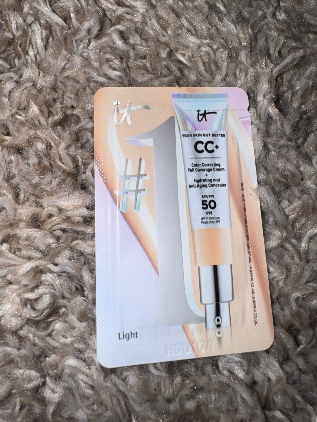 IT Cosmetics CC+ Cream SPF 50 - Light (sample), Overige kleuren, Gehele gezicht, Nieuw, Ophalen of Verzenden
