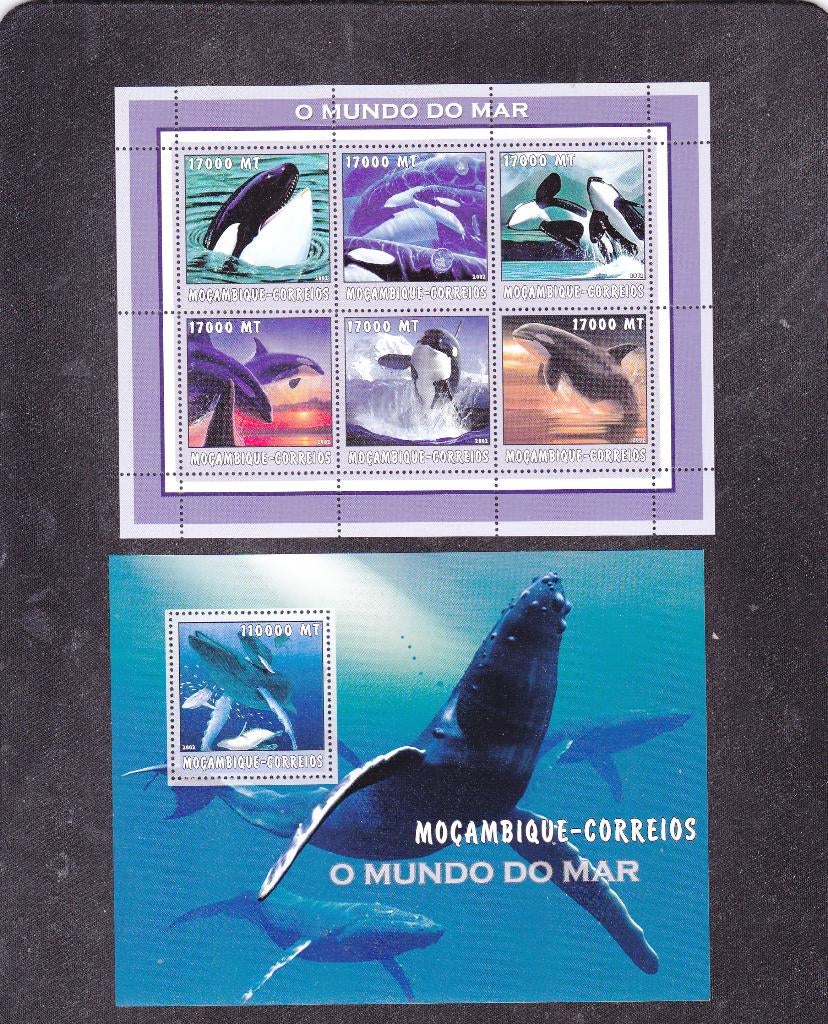 Vissen Orka Zeeleven 2 blokken Mozambique (301), Verzenden, Postfris, Dier of Natuur