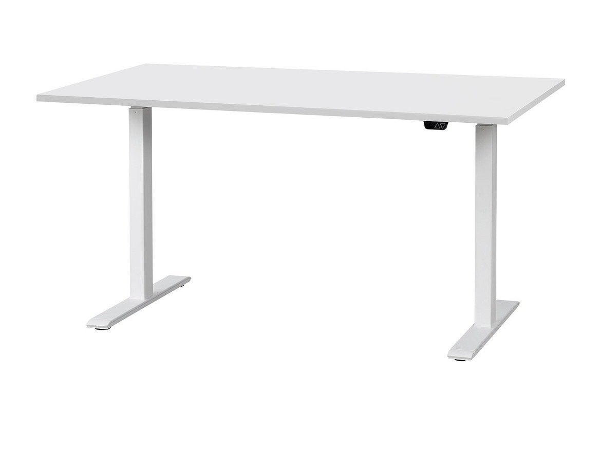 IKEA Rodulf Zit-sta bureau 140x80 cm wit, Ophalen, Zit-sta bureau, Elektrisch, Spaanplaat of MDF