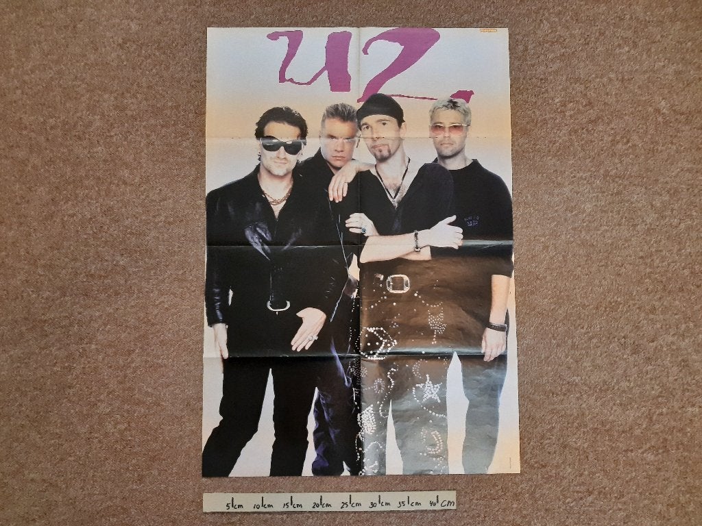 Poster U2 Popcorn David Hasselhoff Maat A1 55x80 cm, Rechthoekig Staand, Ophalen of Verzenden, Zo goed als nieuw, A1 t/m A3