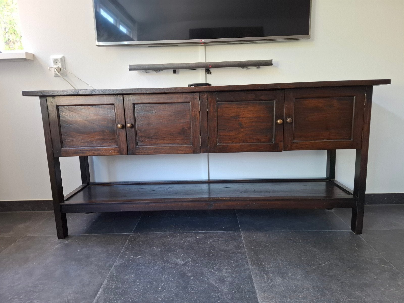 Robuust houten dressoir 170x44x78cm, Ophalen, Gebruikt, 150 tot 200 cm, Minder dan 100 cm