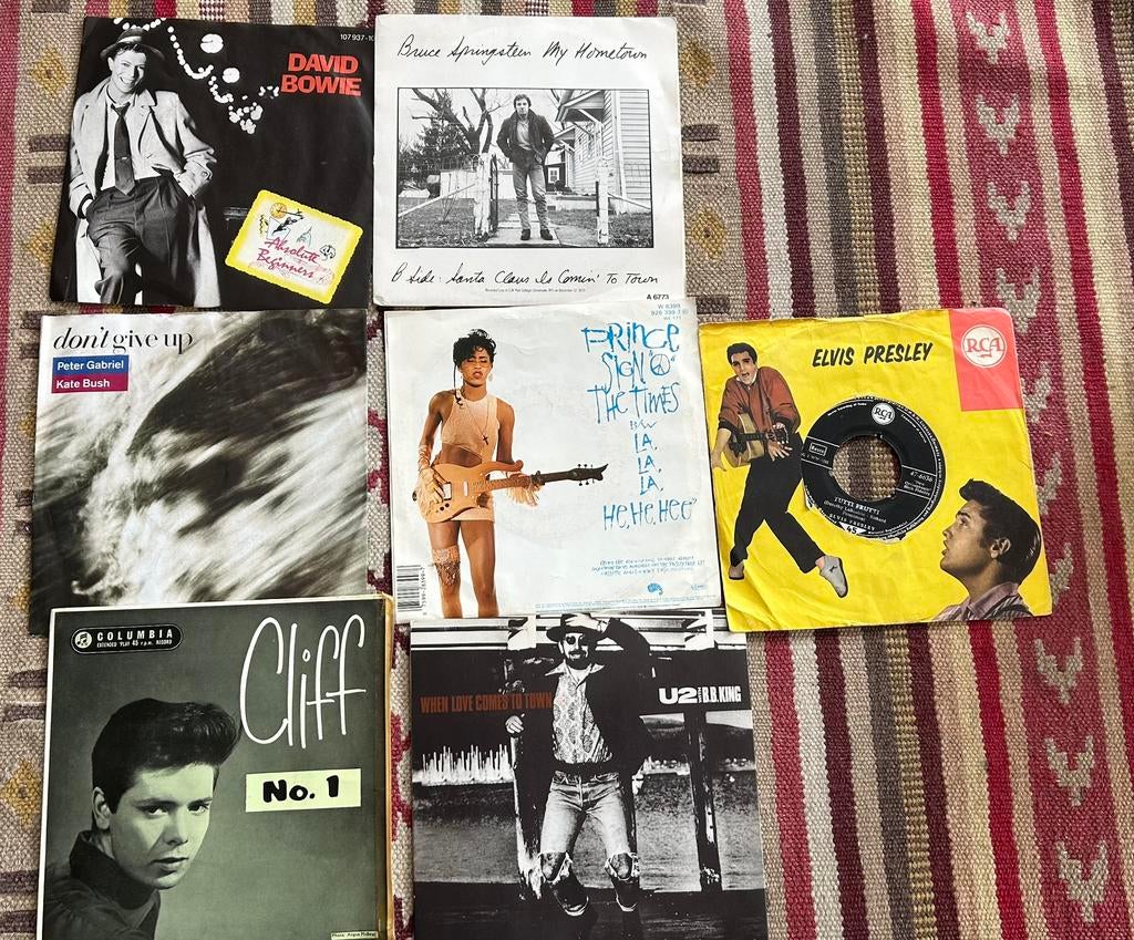 Singles Bowie, Prince, Elvis,  U2, Bruce, Bush, Cliff, Cd's en Dvd's, Vinyl Singles, Ophalen of Verzenden, Gebruikt, Pop