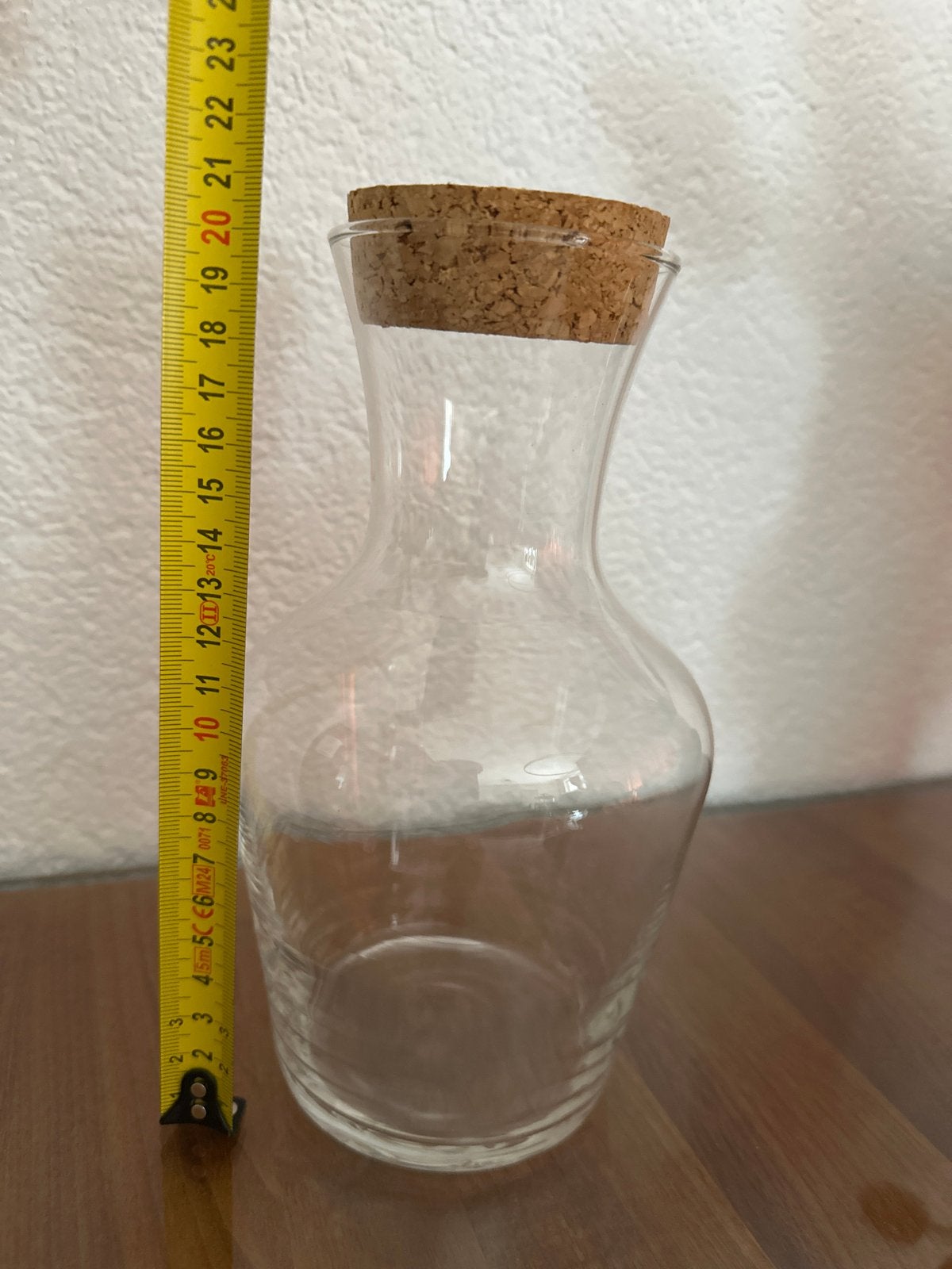Glazen karaf met kurken stop - 20 cm hoog, Ophalen, Glas of Glazen, Overige stijlen, Glas
