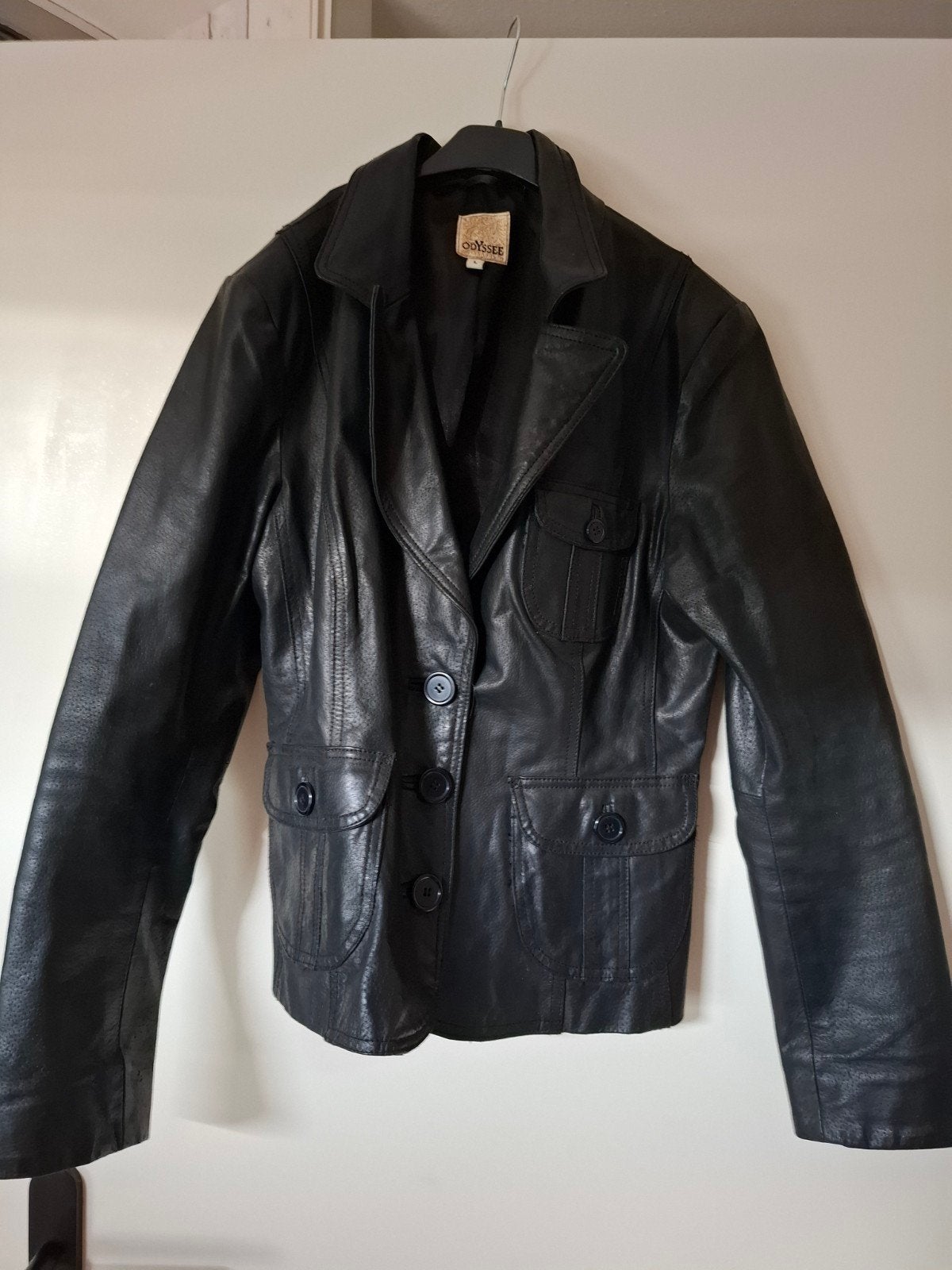 leren blazer 100%, Kleding | Dames, Zwart, Ophalen of Verzenden, Gedragen, Maat 42/44 (L)