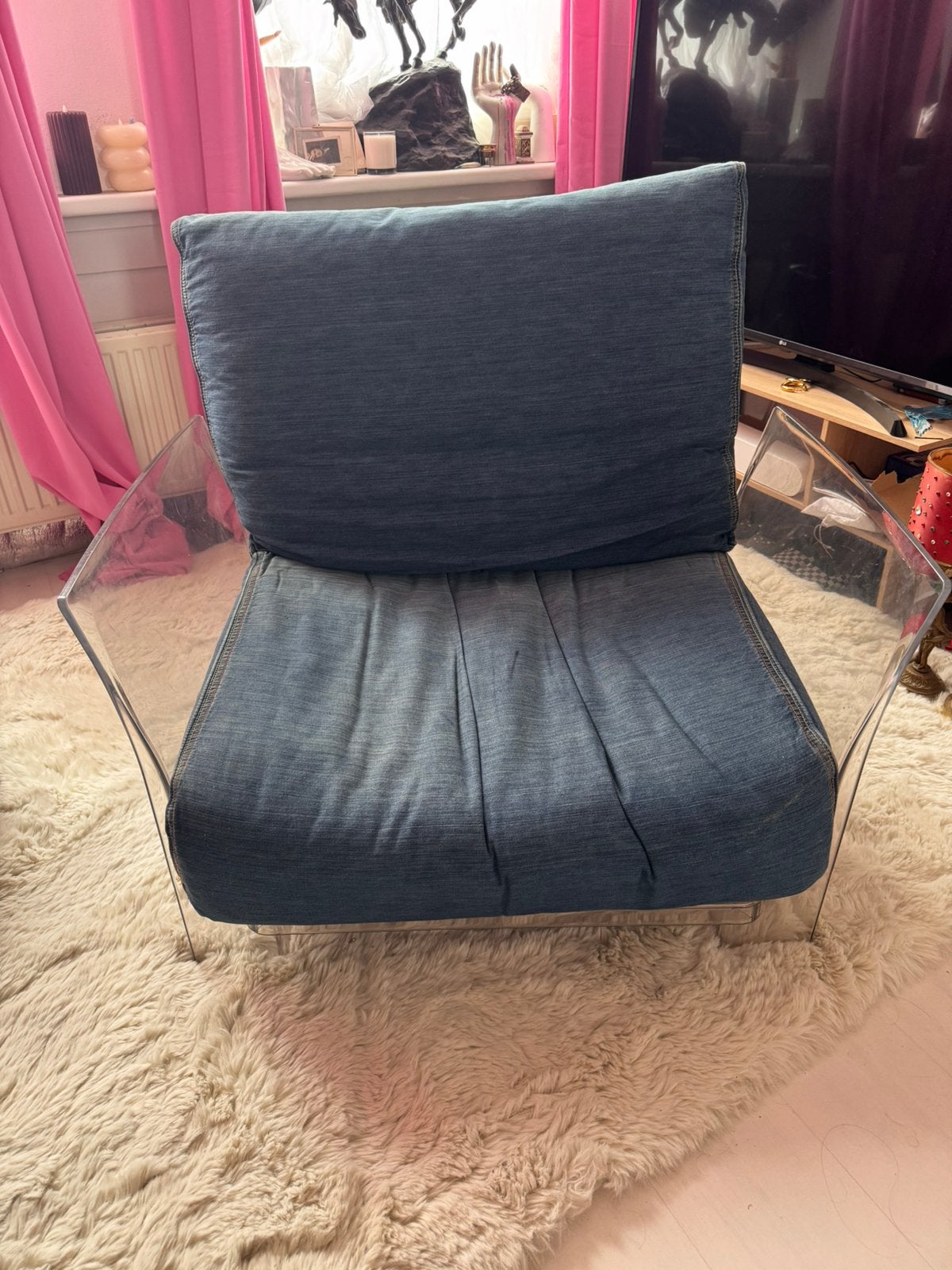 POP denim chair Kartell by Pietro Lissoni, Ophalen, Gebruikt, 100 tot 125 cm, Design