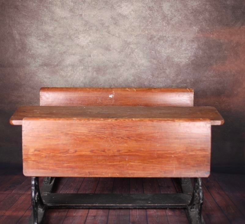 Vintage Schoolbankje met gietijzeren onderstel, Ophalen