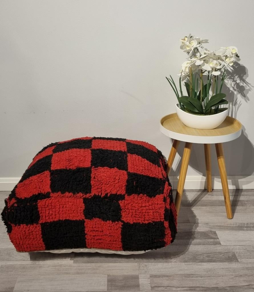 Checkered poef, berber zitkussen vloerkussen, Verzenden, 50 tot 75 cm, 50 tot 75 cm