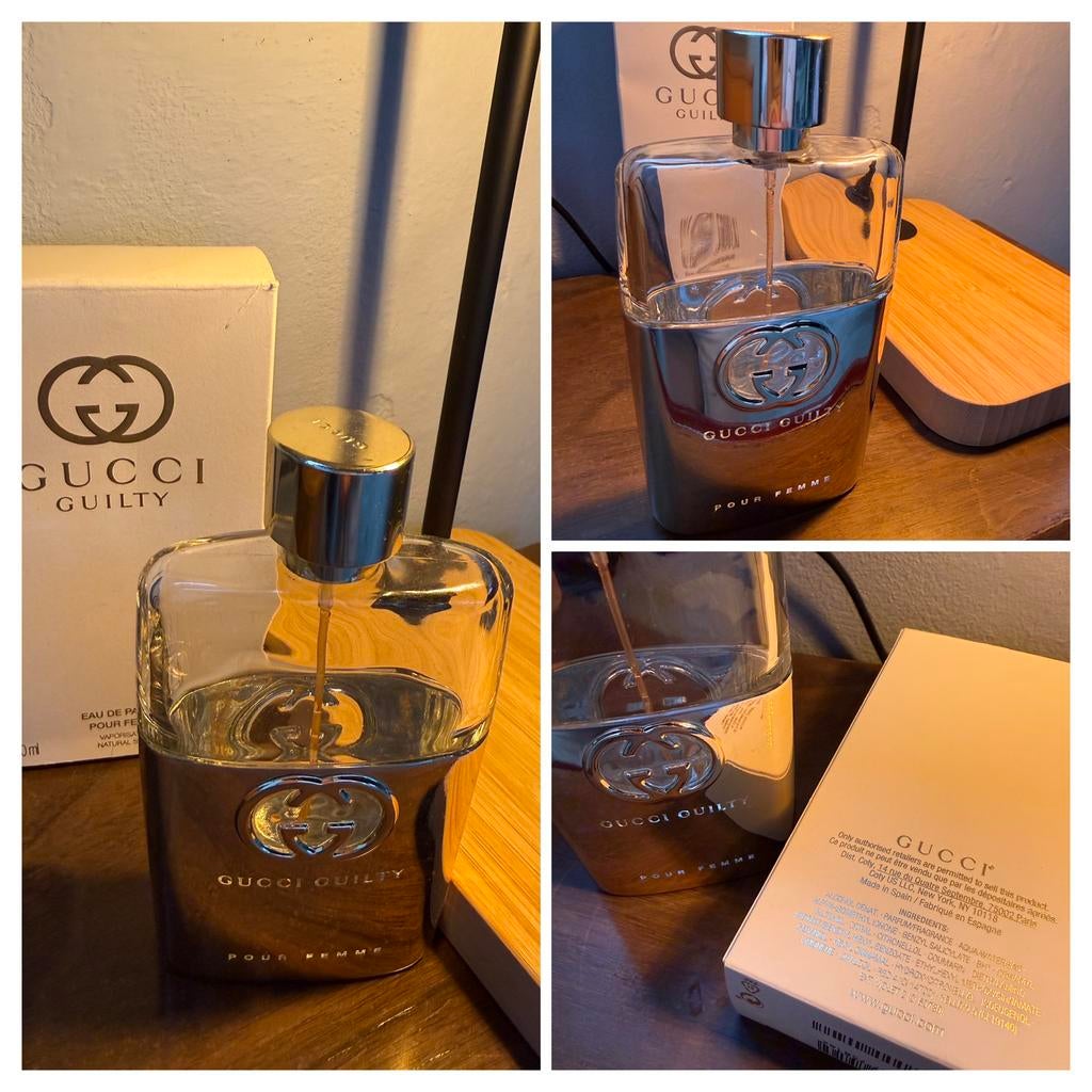 GUCCI eau de parfum GUCCI GUILTY 90 ml lege fles, Ophalen of Verzenden, Gebruikt, Parfumfles