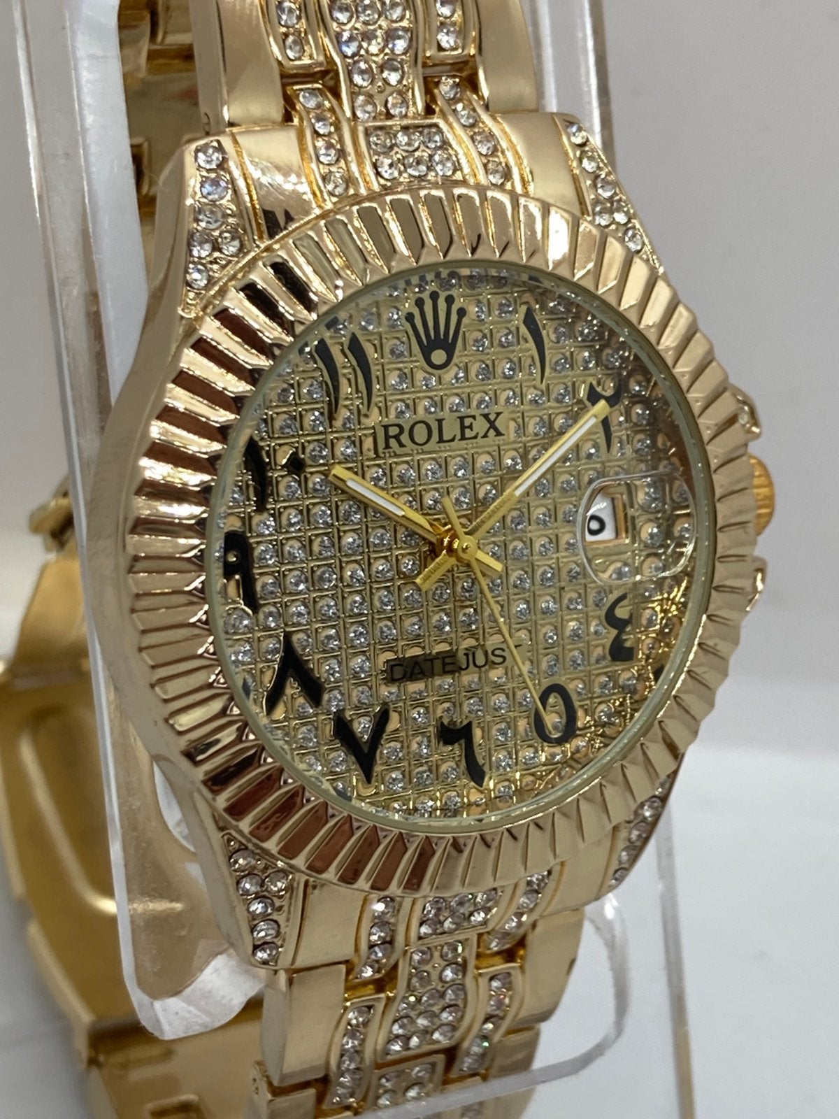 ROL ladies DJ 36mm gold iced-out - Arabic dial, Overige merken, Staal, Staal, Polshorloge