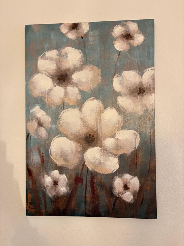 Schilderij witte bloemen, Ophalen of Verzenden, Zo goed als nieuw, Schilderij
