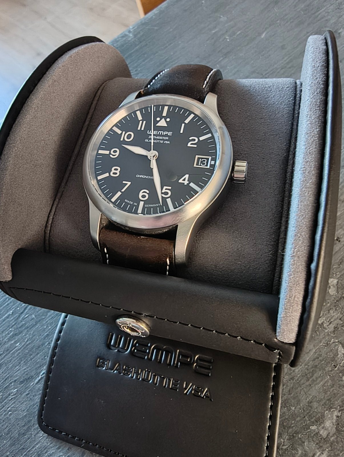 WEMPE Glashütte'/sa, Zeitmeister. 45mm, Overige merken, Leer, Staal, Polshorloge