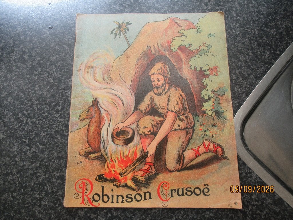 ANTIEK PRENTENBOEK ROBINSON CRUSOE+ RECLAME KREYMBORG, Ophalen of Verzenden, Gelezen, Non-fictie