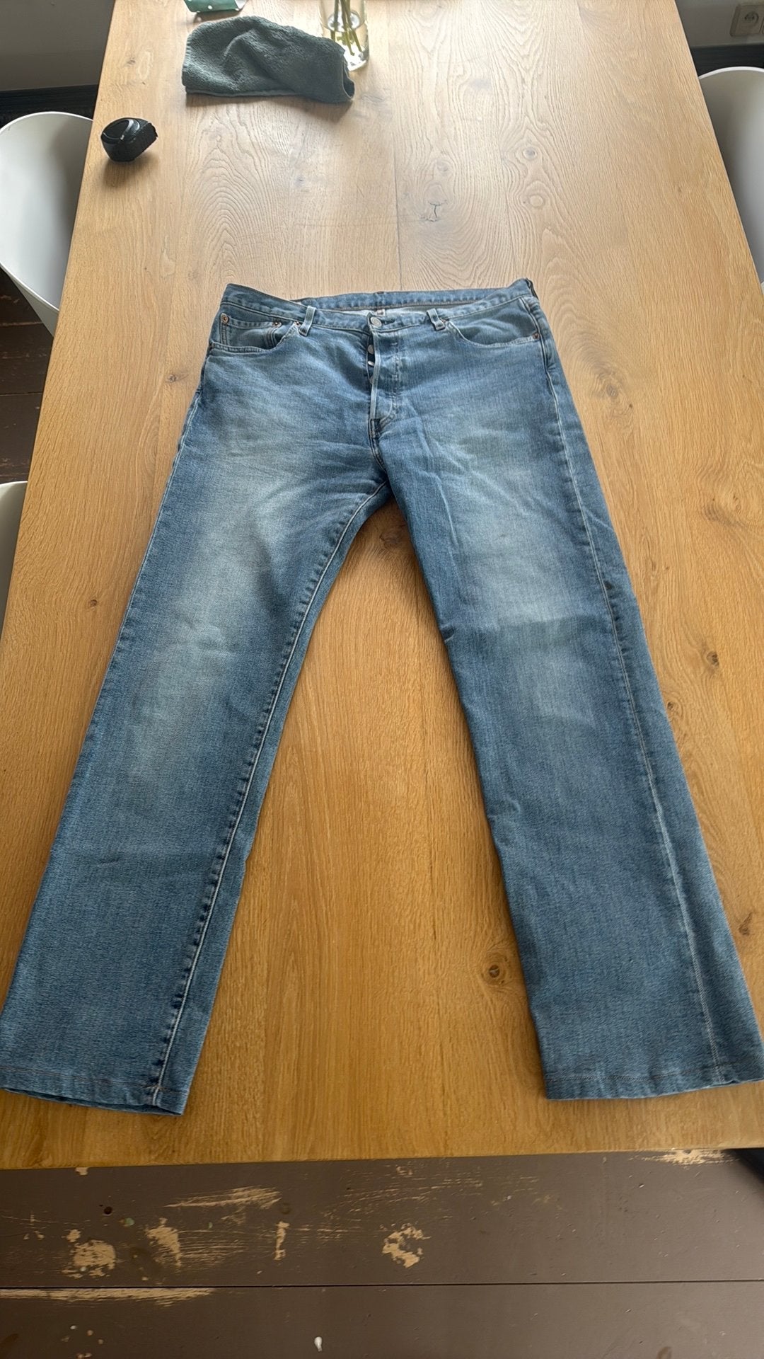 Levi spijkerbroek 501 34/34 ingekort op 105cm, Ophalen of Verzenden, Zo goed als nieuw, Blauw, W33 - W34 (confectie 48/50)