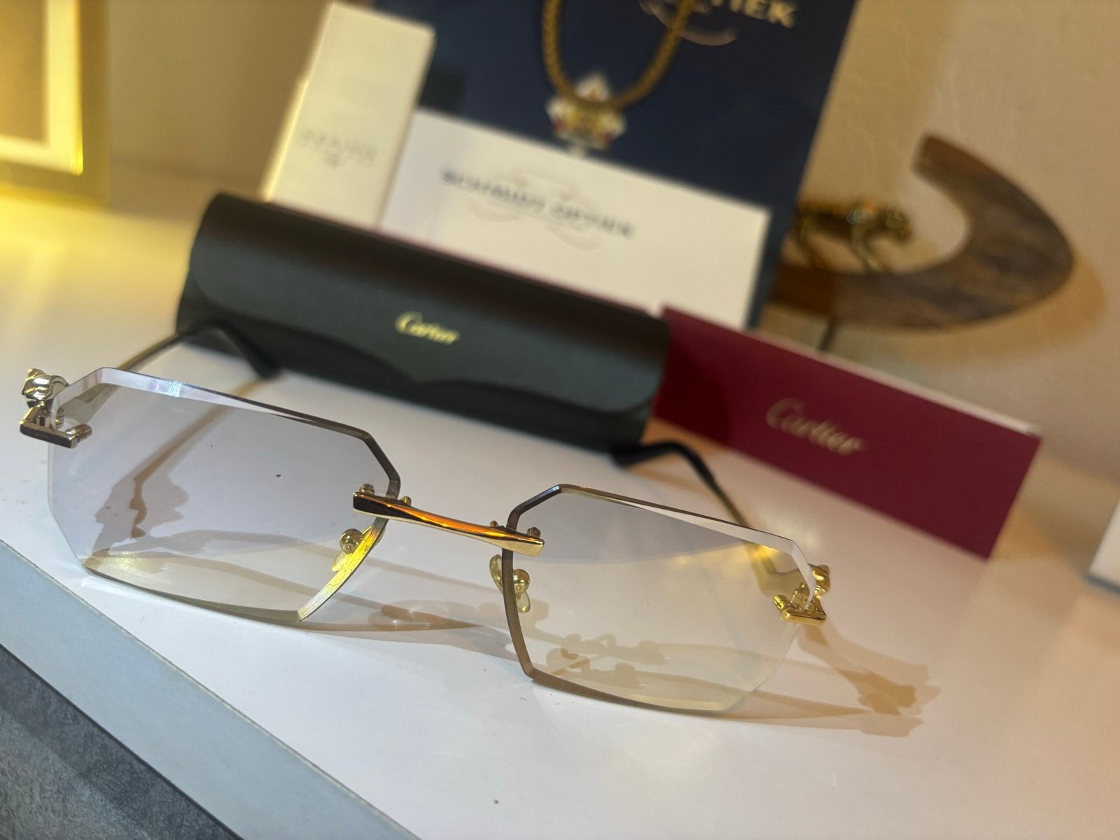 Cartier Panther diamond cut CT 01200-001 bril - Nieuwstaat, Nieuw, Grijs, Bril, Ophalen